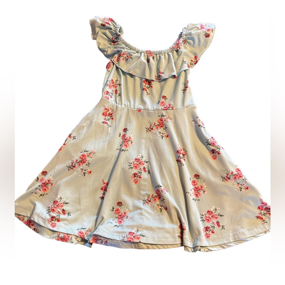 Girls Blue Flowered Dress